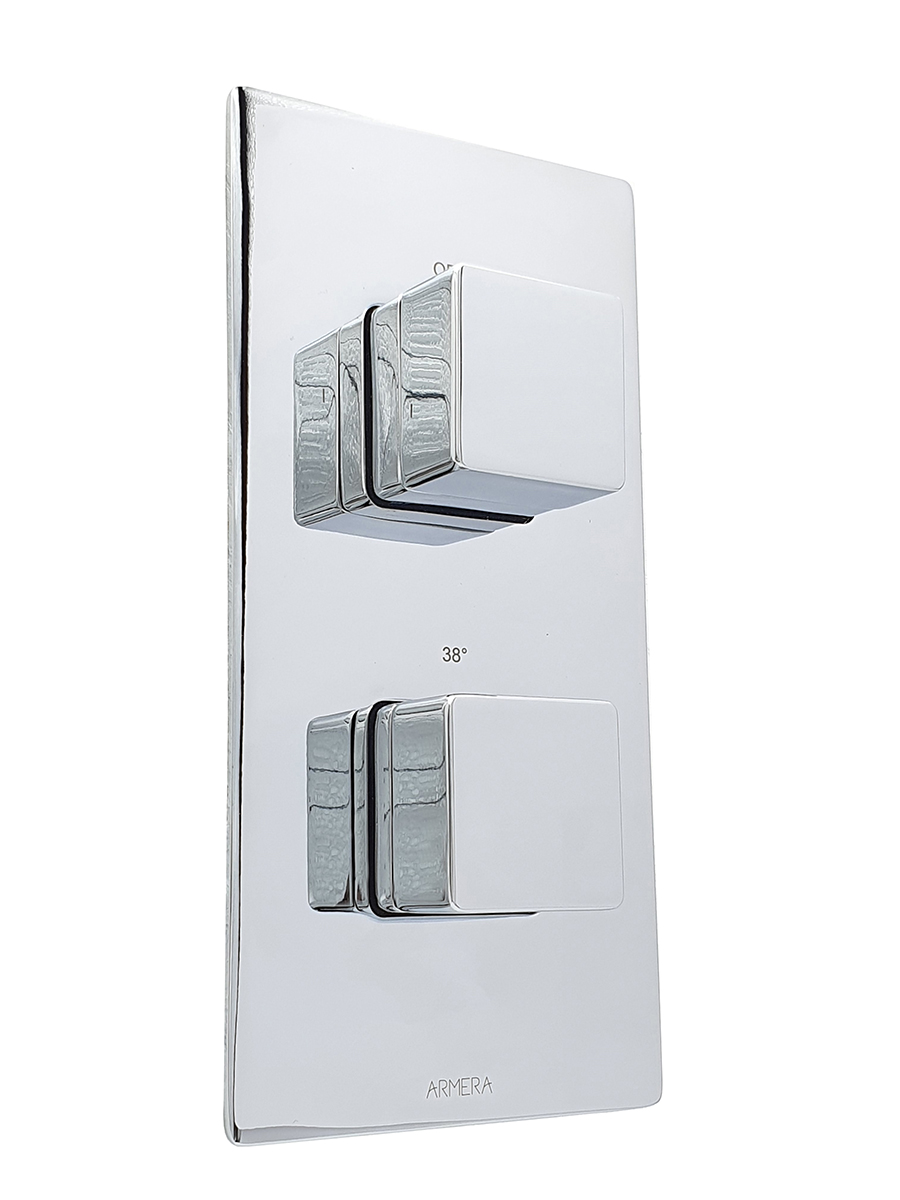 Pivot square concealed thermostatic valve - 1 outlet