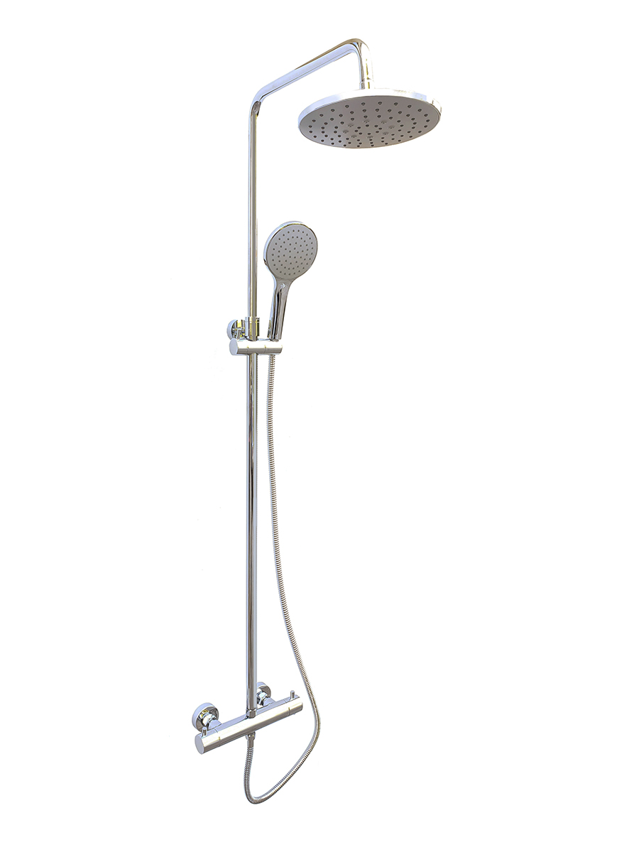 Rio exposed round 2 outlet thermostatic valve with rigid riser shower kit